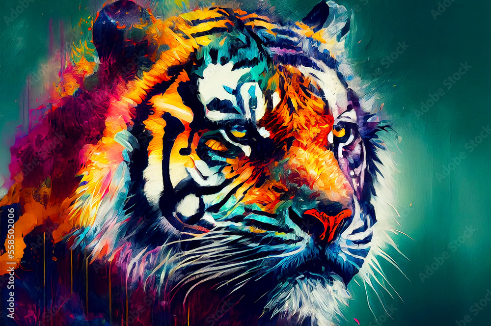 Colorful painting of a Tiger