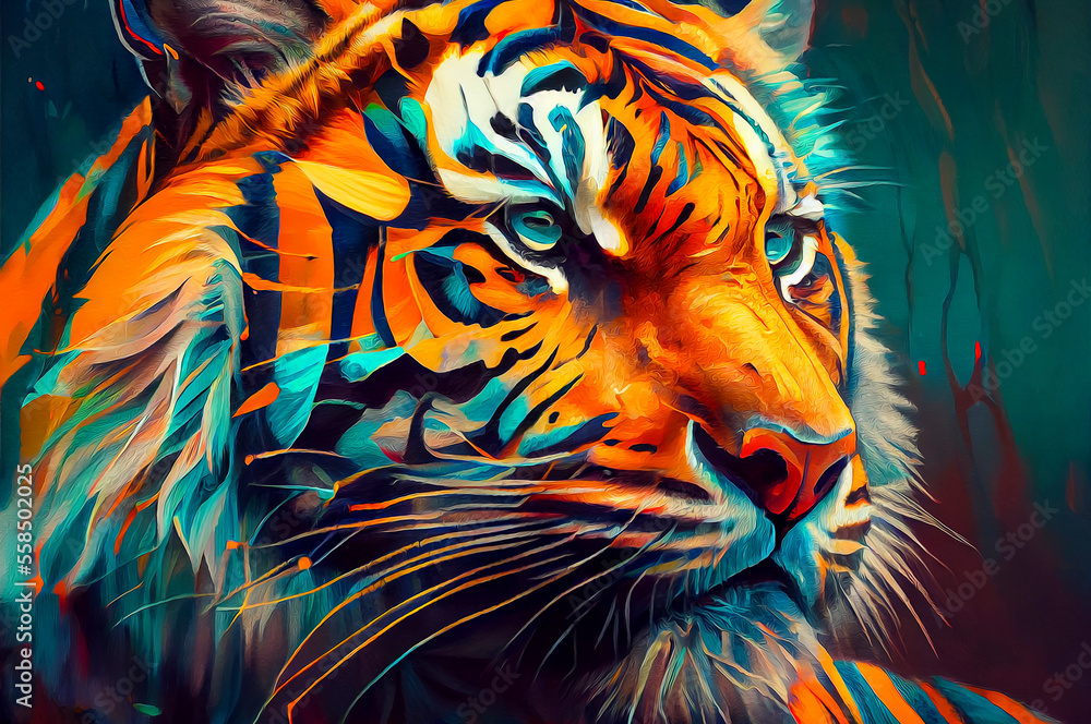 Colorful painting of a Tiger