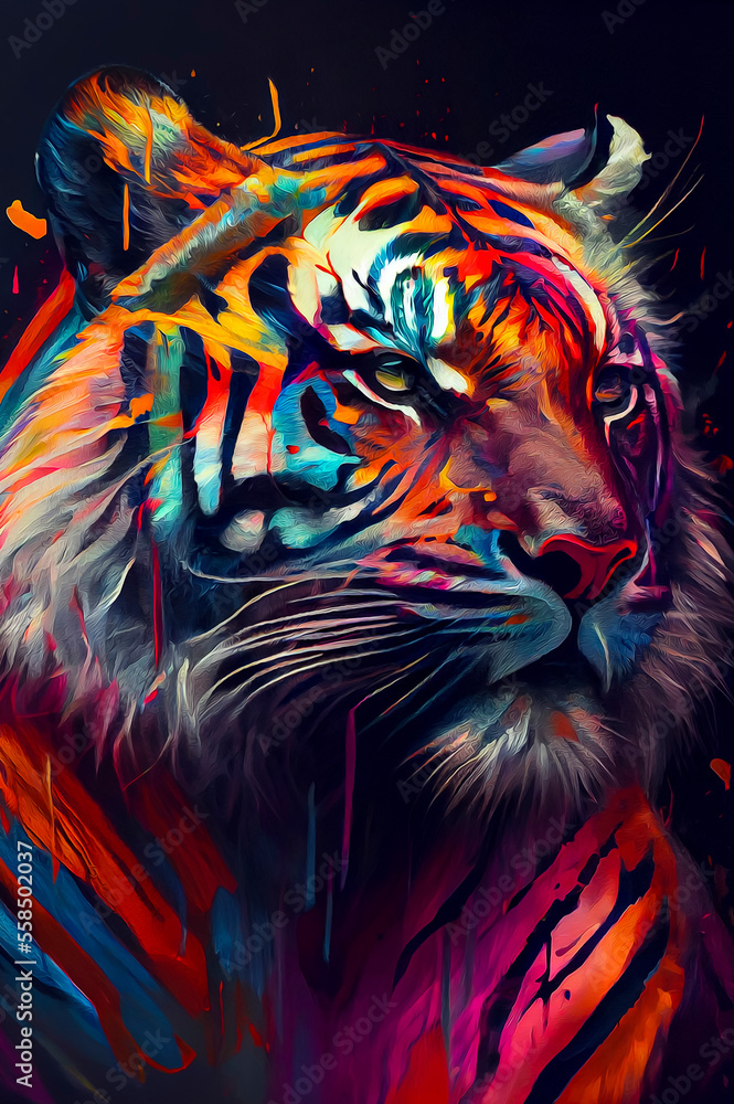 Colorful painting of a Tiger