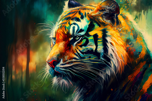 Colorful painting of a Tiger
