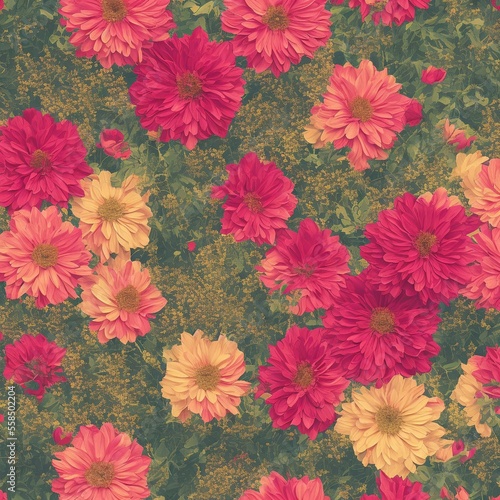  beautiful seamless pattern with flowers, ai
