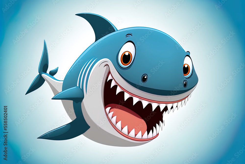 a shark themed cartoon character for the summer. Generative AI a shark themed cartoon character for the summer. Generative AI