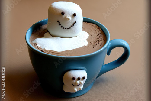 coffee with a silly marshmallow. Generative AI