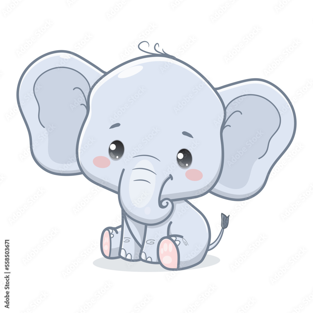 vector illustration of cute baby elephant cartoon