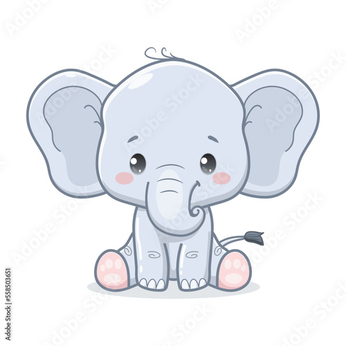 vector illustration of cute baby elephant cartoon