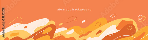 Spring or summer background with abstract line and dynamic shapes. Compositions of colored spots. Flat vector illustration