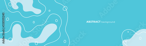 Modern water blue abstract background. Composition of amorphous forms and lines in minimalist style. Liquid pattern, organic wave, motion blob. Flat vector illustration