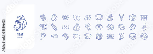 Meat and Seafood Vector icons set
