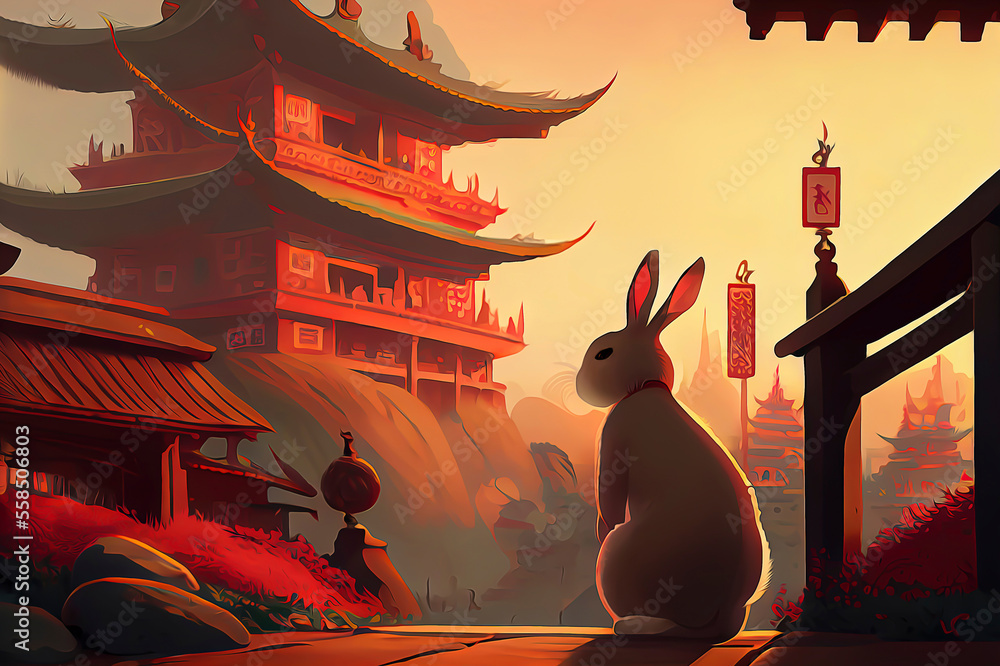 Background Chinese Zodiac Symbol For The Year 2023 Of The Rabbit Stock background-chinese-zodiac-symbol-for-the-year-2023-of-the-rabbit-stock