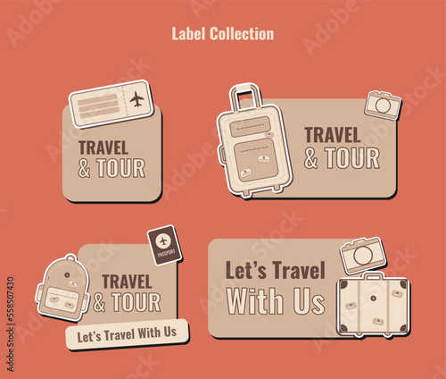 Travel Label Collection Template for Social Media or Print Media. Suitable to use on any event.