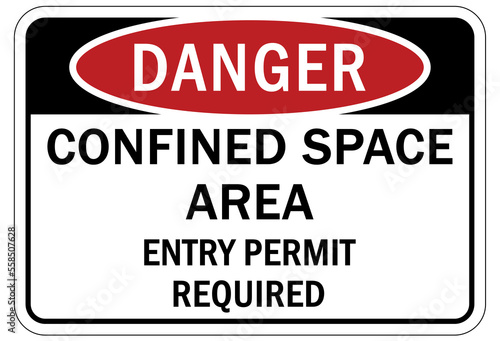 Confined space sign and labels entry permit required 