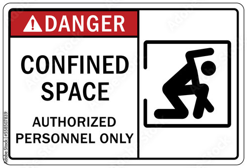 Confined space sign and labels authorized personnel only