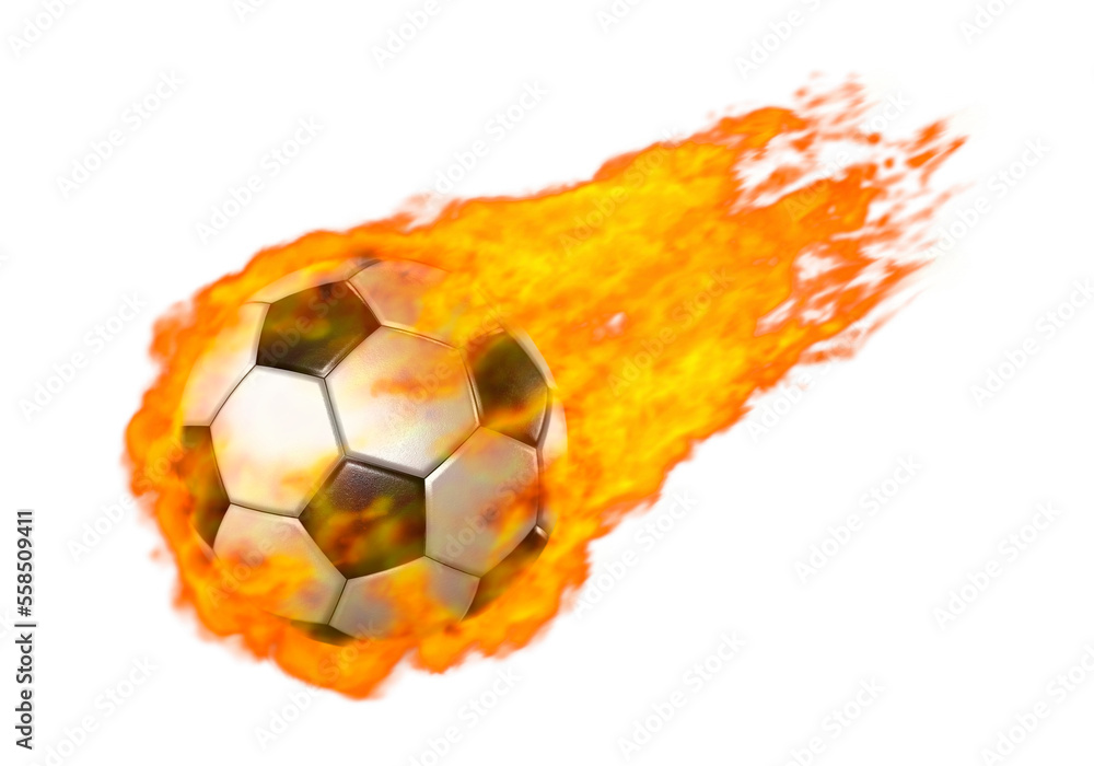 Fototapeta premium Flying Burning Soccer Ball