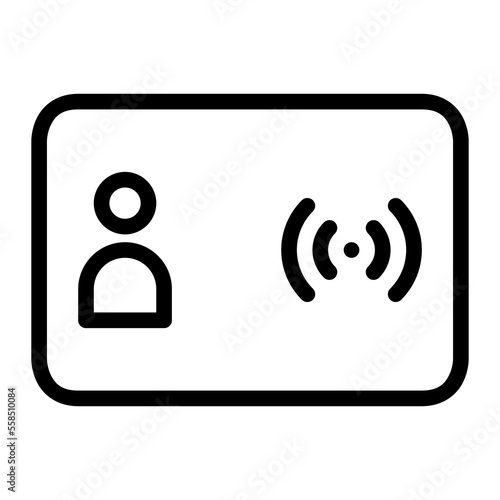 Isolated smart card in outline icon on white background. Key card, rfid, iot