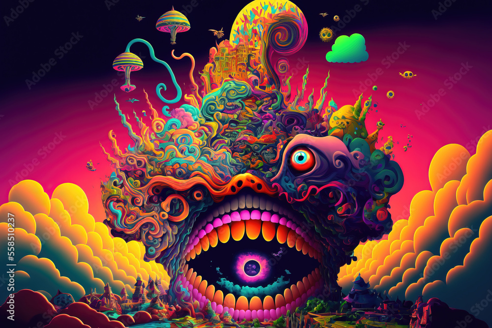 psychedelic concept art. sketch art for artist creativity and inspiration. generative AI psychedelic concept art. sketch art for artist creativity and inspiration. generative AI