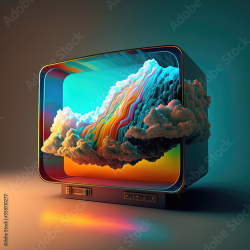 tv screen. with colorful abstraction. sketch art for artist creativity and inspiration. generative AI