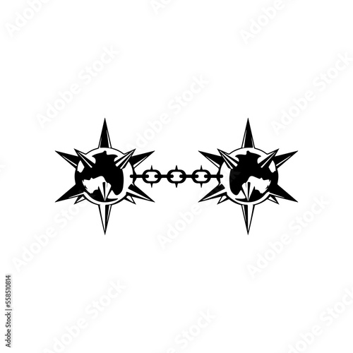 vector illustration of mace weapon with chain photo