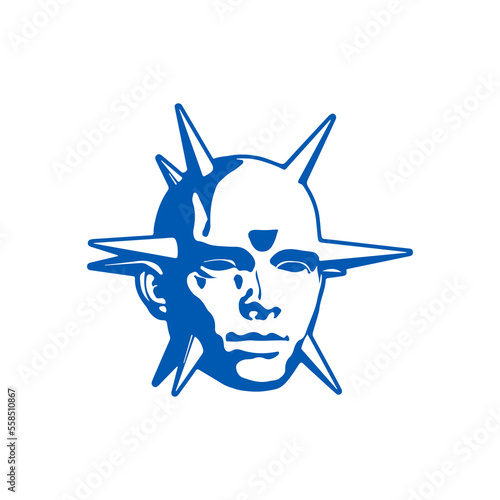 vector illustration of spiked man's head