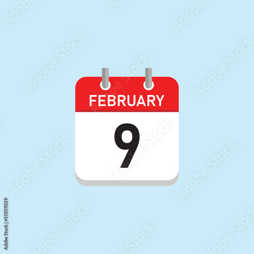 February 9 Concept Design. Vector Illustration.