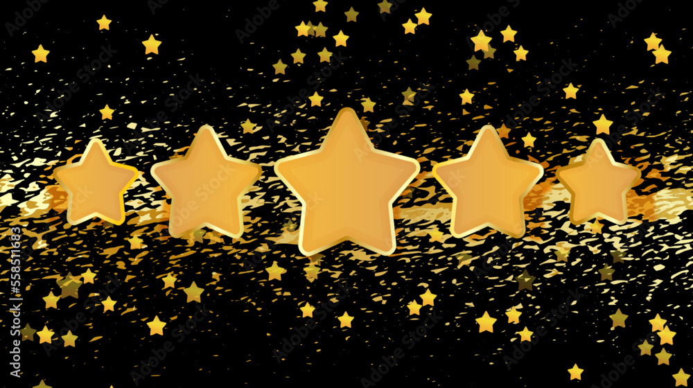 Star icon. Vector yellow with space background. Customer feedback concept. Vector 5 stars rating review.
