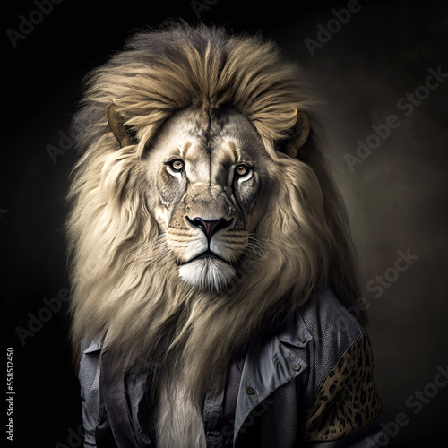 a asiatic lion is not a fashion accessory  asiatic lion portrait  generative ai