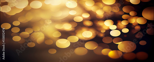 Golden Bokeh lights panoramic banner