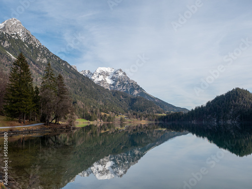 Reflection in lake  nobody. Nice day at the Hintersteiner See  Austria. 