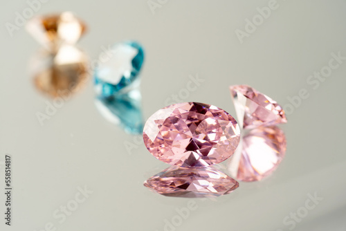 Jewel or gems on white background  Collection of many different natural gemstones