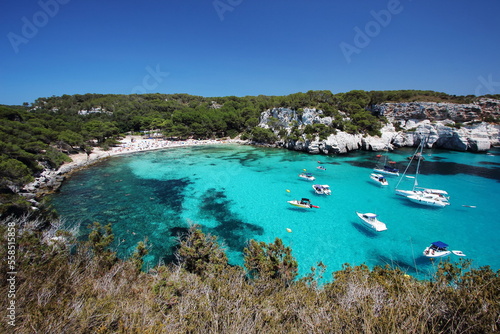 Main view of  Macarelleta  beach  one of the most beautiful spots in Menorca  Balearic Islands  Spain.