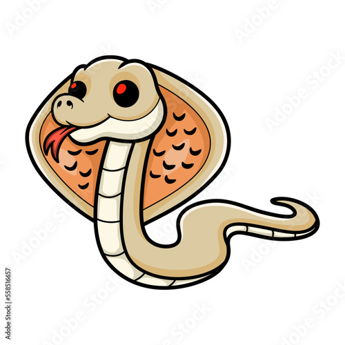 Cute albino monocled cobra cartoon