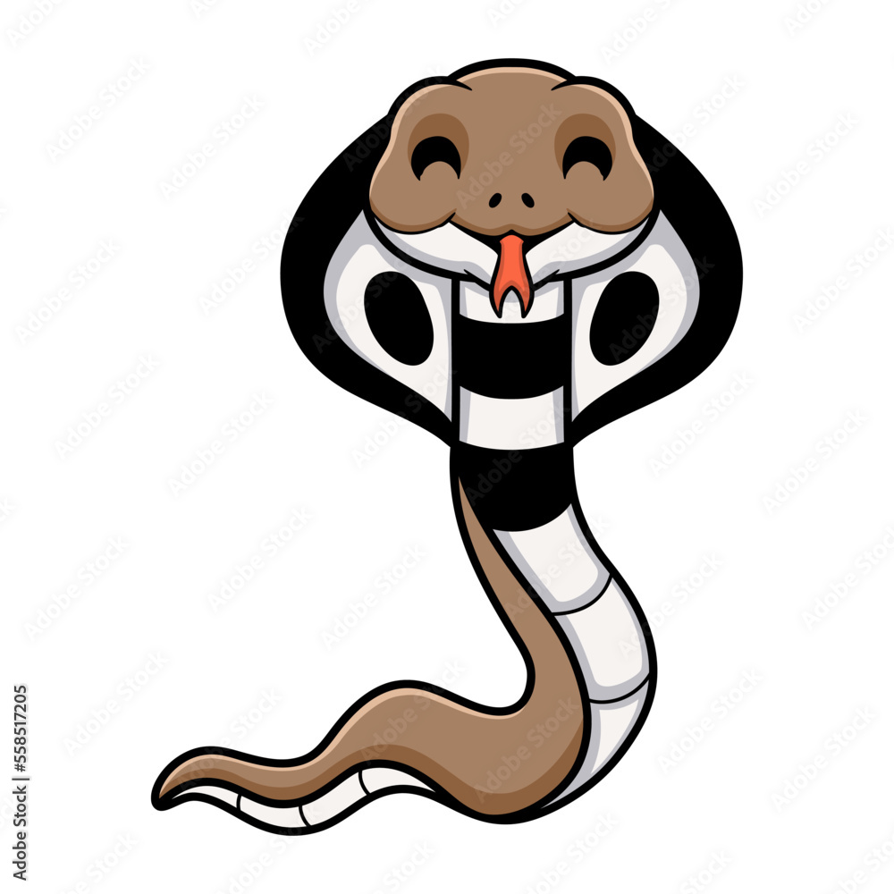 Fototapeta premium Cute indian king cobra cartoon