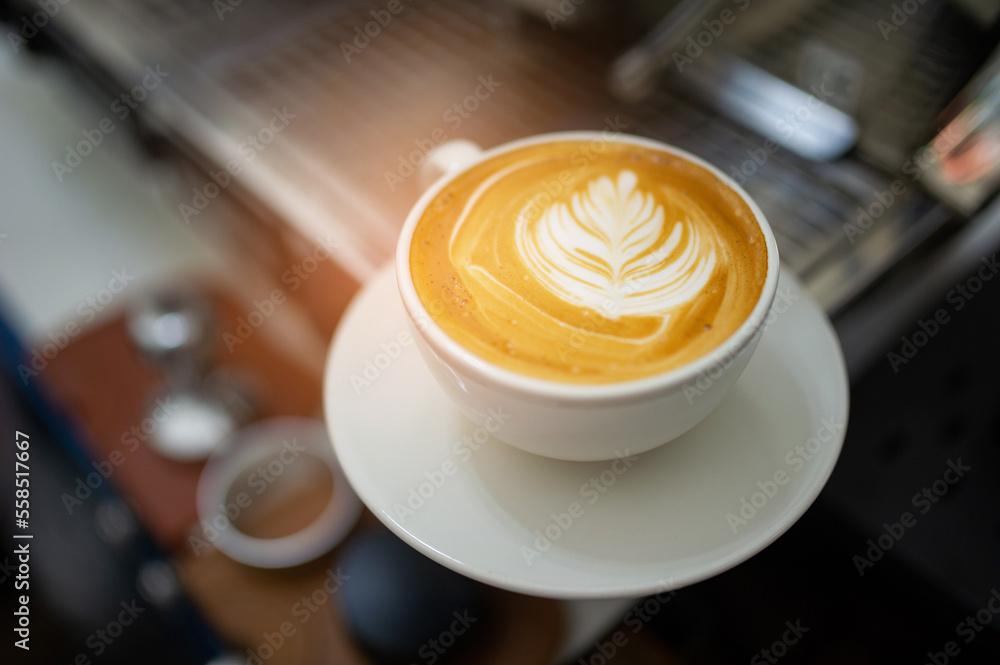 hot latte art coffee on table, relax time hot latte art coffee on table, relax time