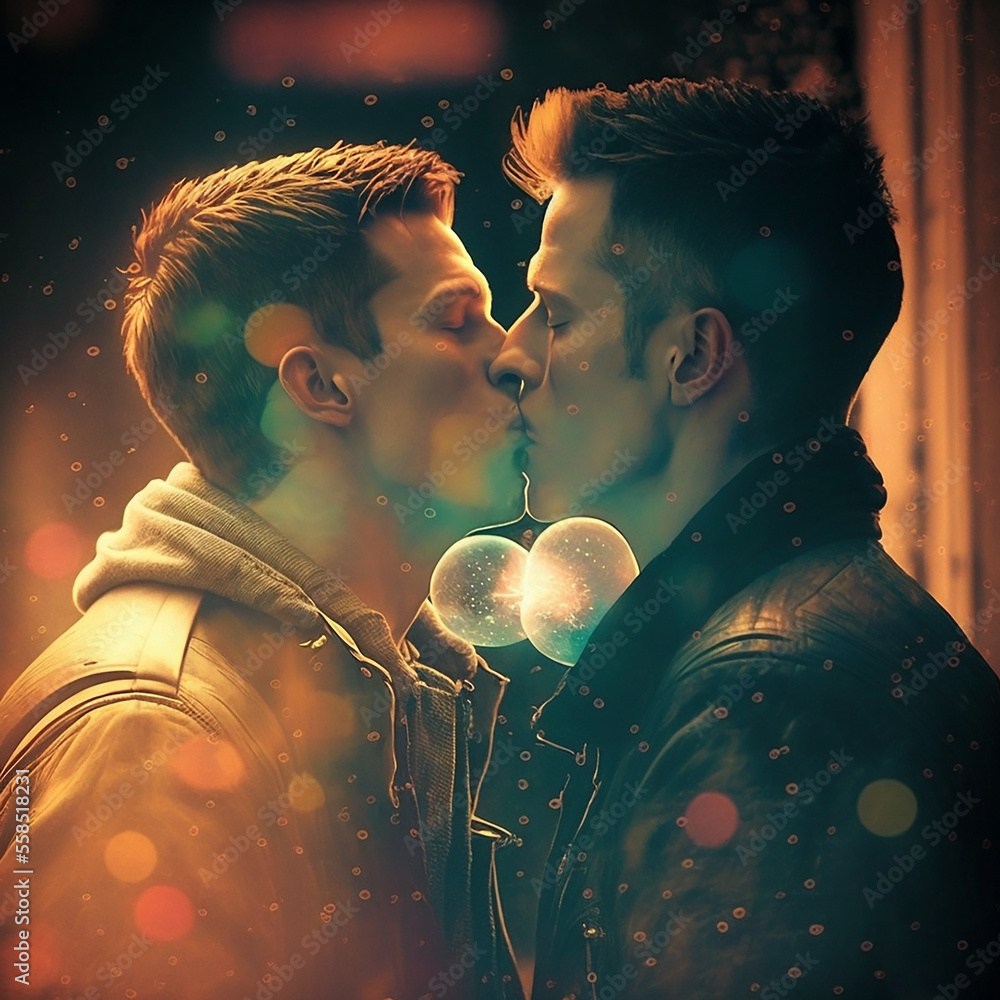 Gay Kiss AI Generated Иллюстрация Stock | Adobe Stock