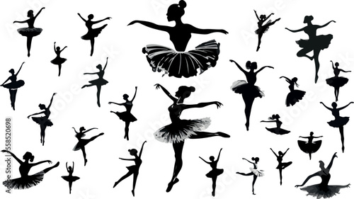 Set of ballet dancers silhouettes