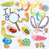 Colorful bug set vector artwork