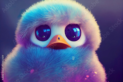cute penguin in christmas landscape