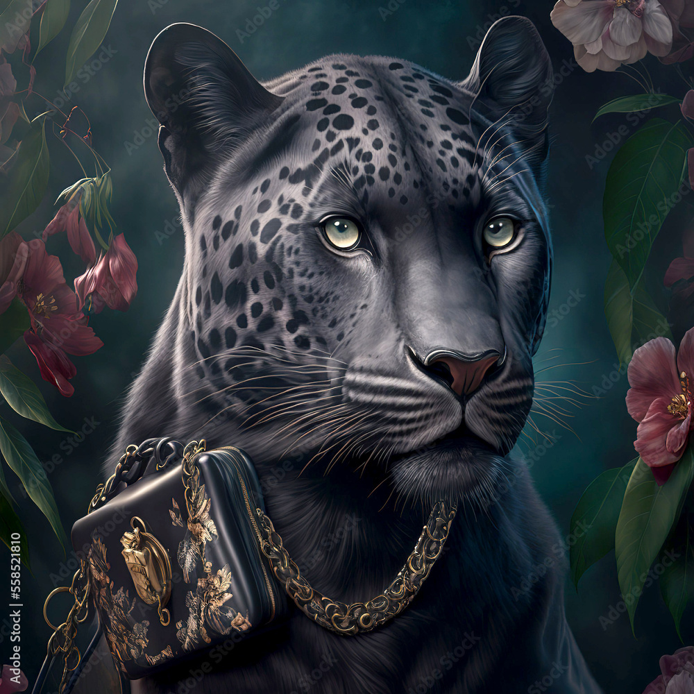 a panther is not a fashion accessory, panther portrait, generative ai