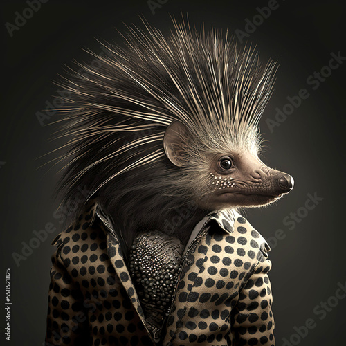 a porcupine is not a fashion accessory, porcupine portrait, generative ai photo