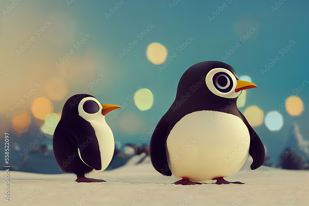 Obraz premium Cute Penguins in the Snow