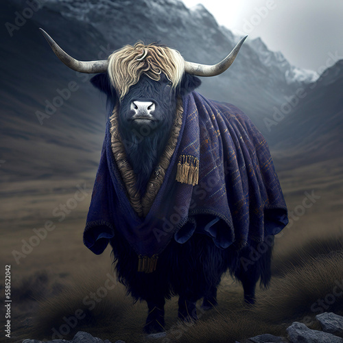 a yak is not a fashion accessory, yak portrait, generative ai photo