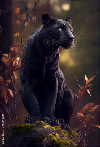 Obraz na plátně Black Panther - Digital Illustration - Generated by Artificial Intelligence
