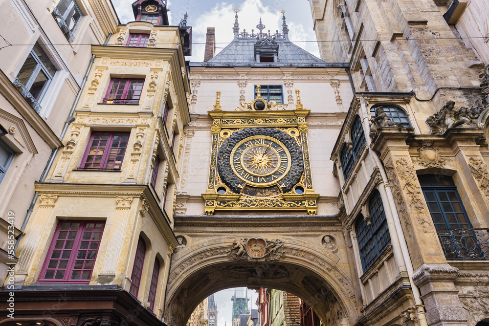 the famous Gros Horloge in Rouen, France
