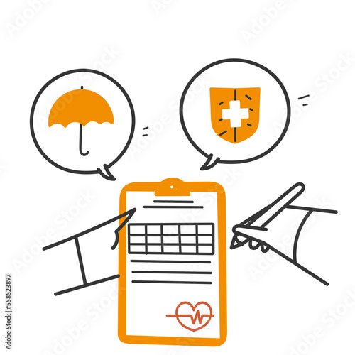 hand drawn doodle Health insurance concept icon illustration vector