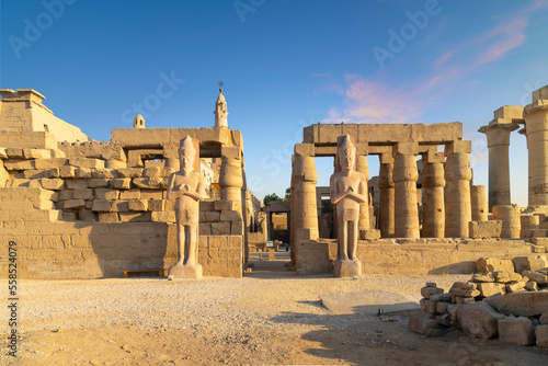 The ancient Egyptian Temple of Karnak along the Nile River in Luxor Egypt.