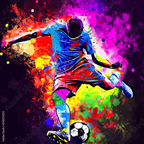 Soccer player colorful abstract illustration