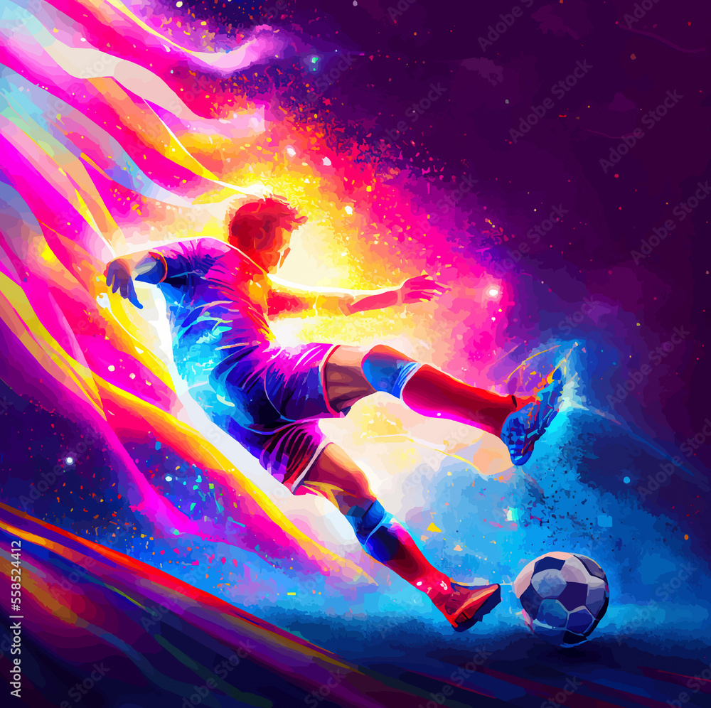 Soccer player colorful abstract illustration