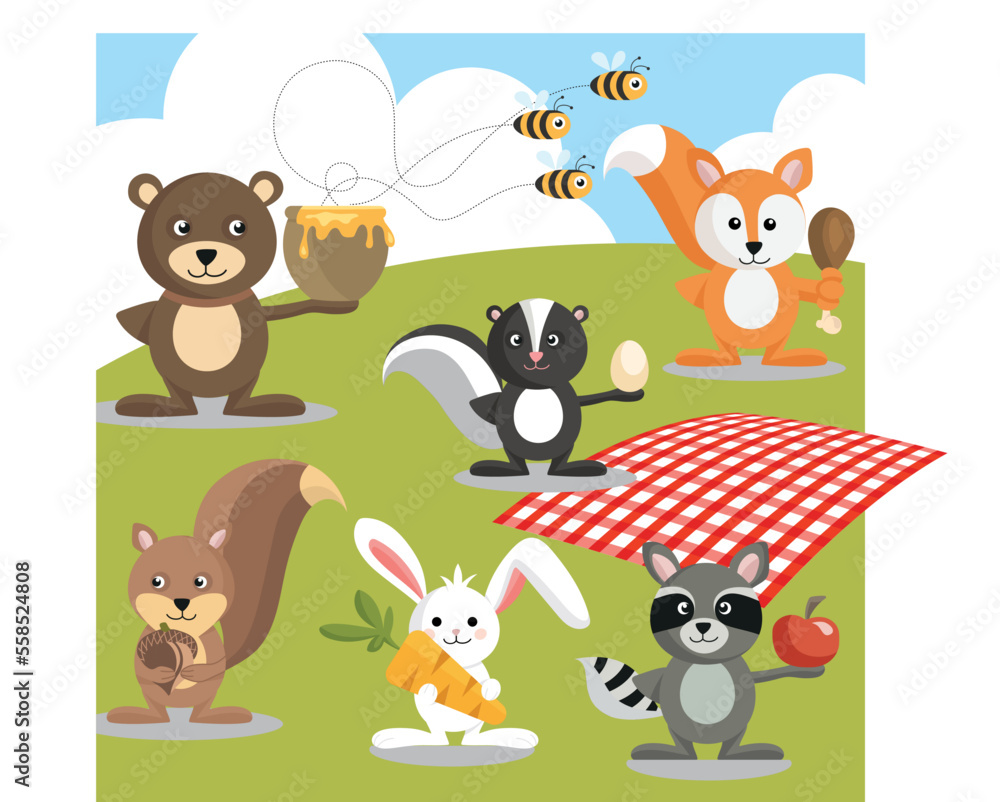 Fototapeta premium Woodland Animals vector artwork