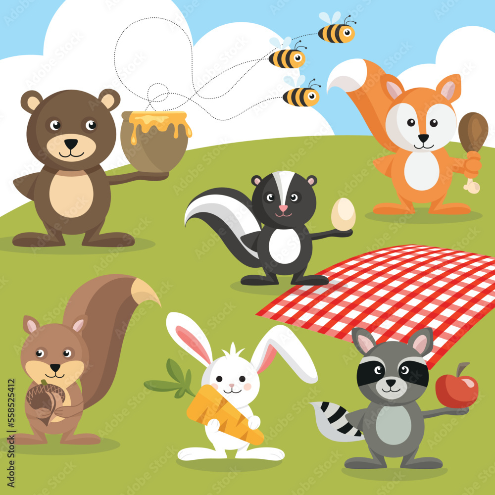 Animal picnic vector artwork Animal picnic vector artwork