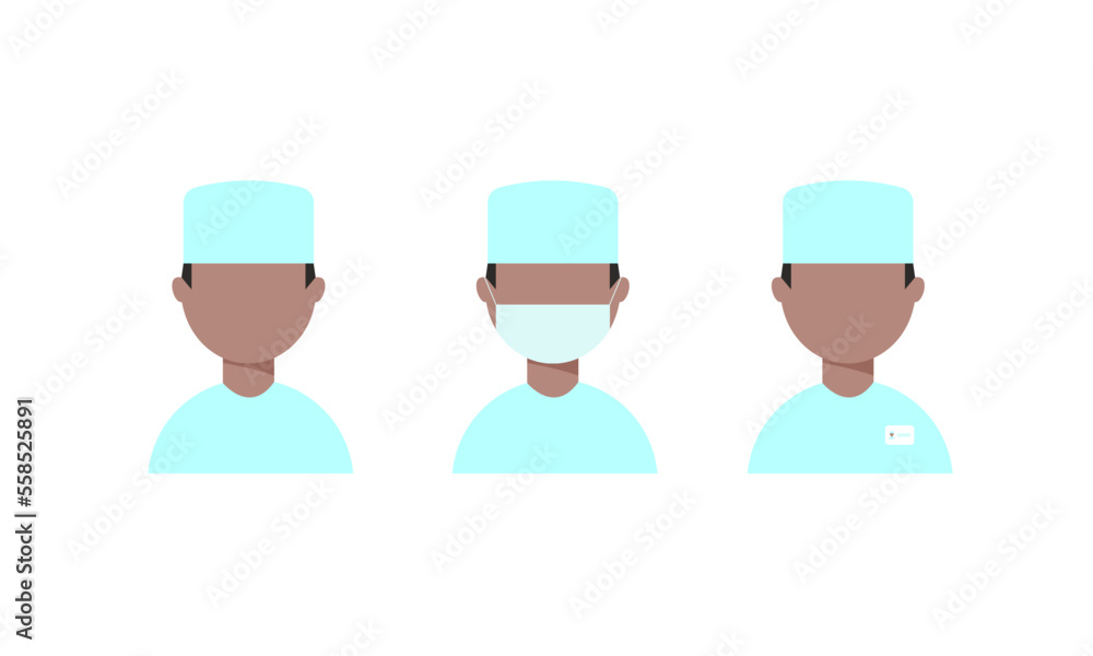 Doctor icon in uniform. Flat style male. Vector illustration. Doctor icon in uniform. Flat style male. Vector illustration.