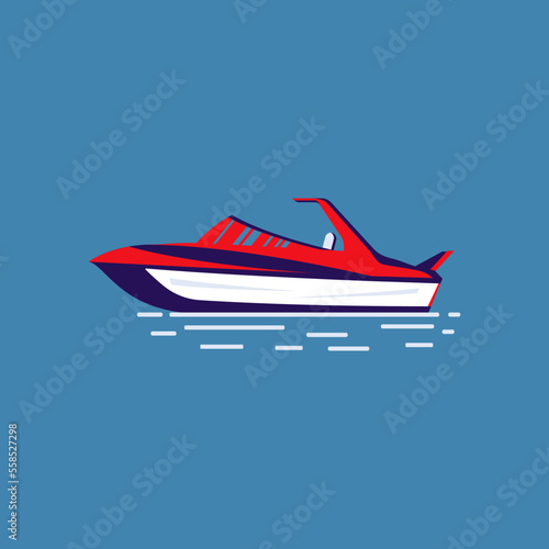 Speed boat icon on isolated premium vector template design